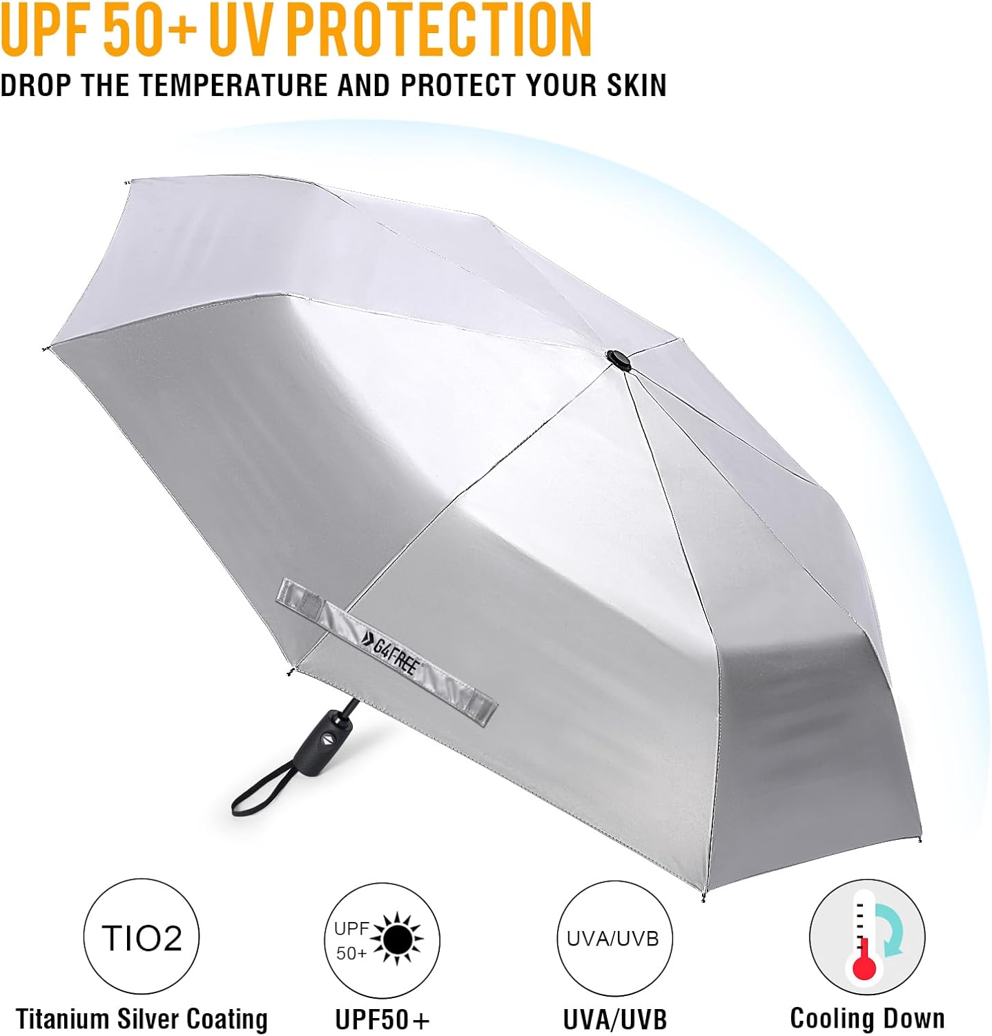 G4Free UPF 50 Windproof Travel Umbrella 42 Inch Auto Open Close