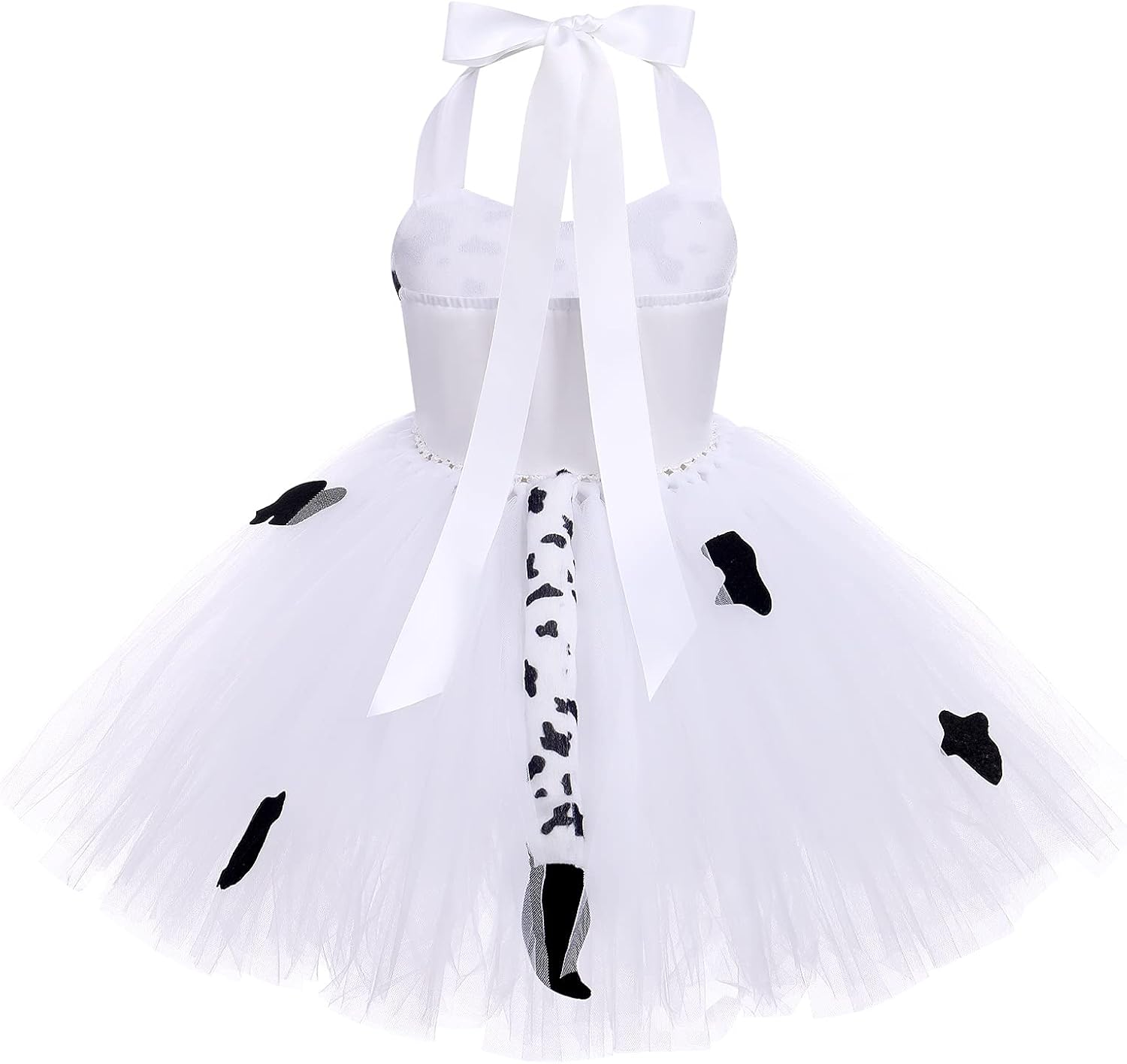 Girls Cow Cosplay Tutu Dress Set with Ears Headband Tail - 7-8 Years