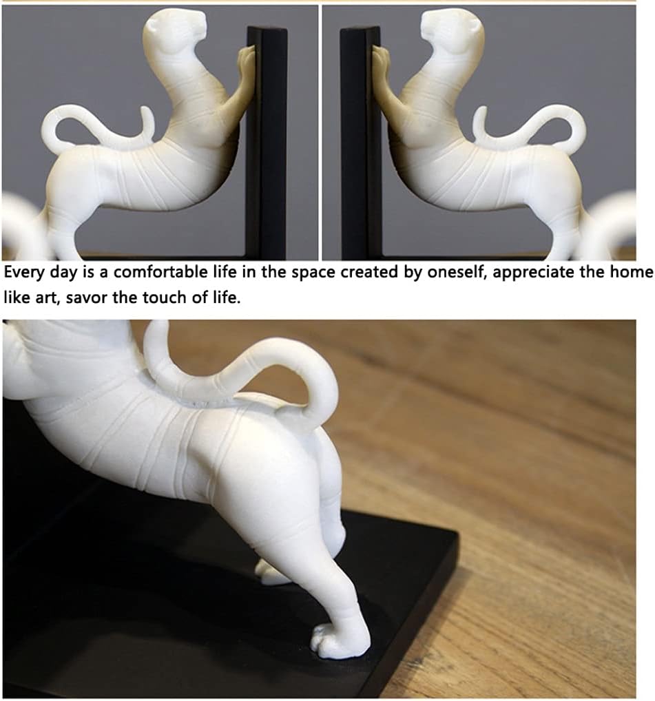 ZJDYDY Animal Bookend White Resin Desktop Decoration