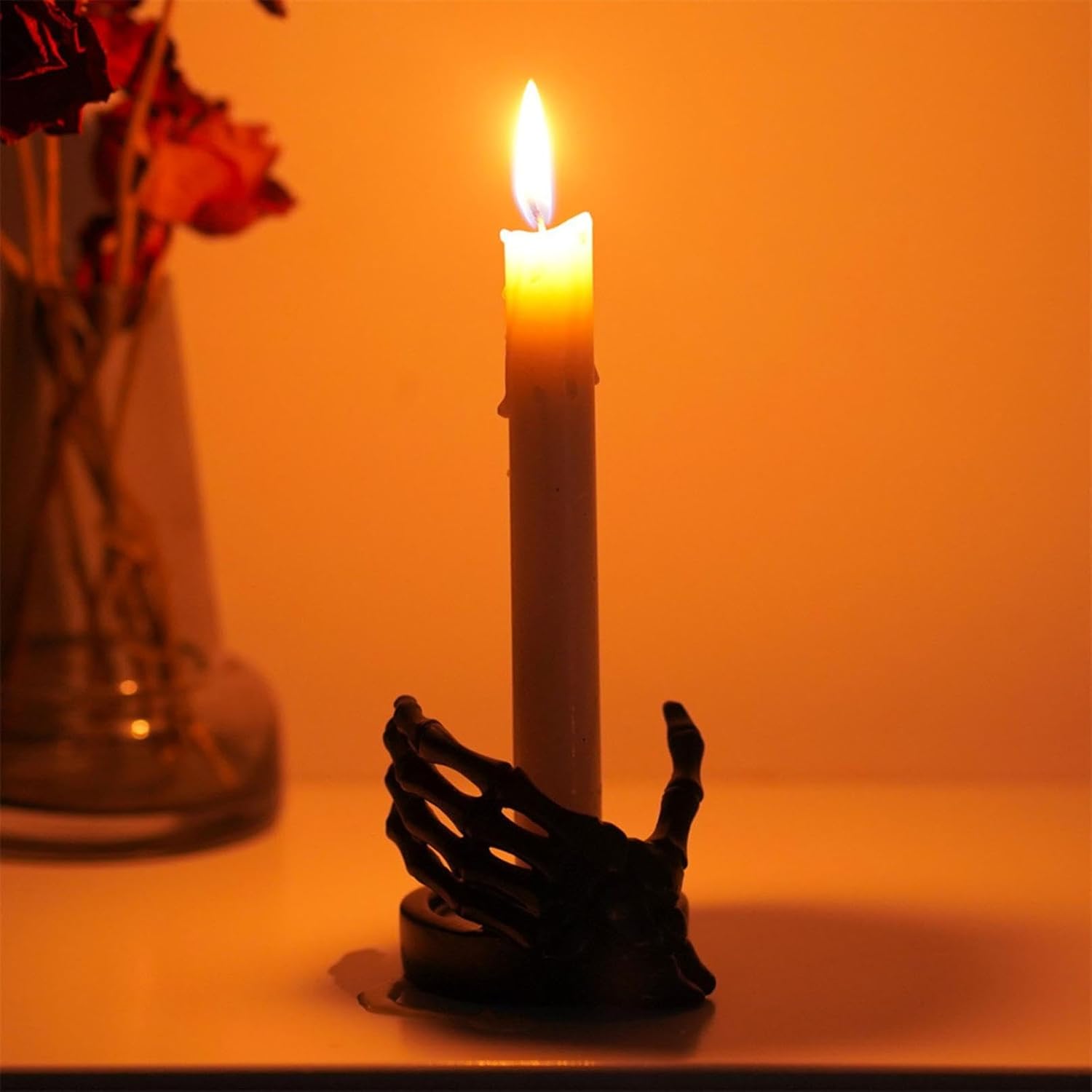 Halloween Resin Skeleton Candle Holder Gothic Decor 1