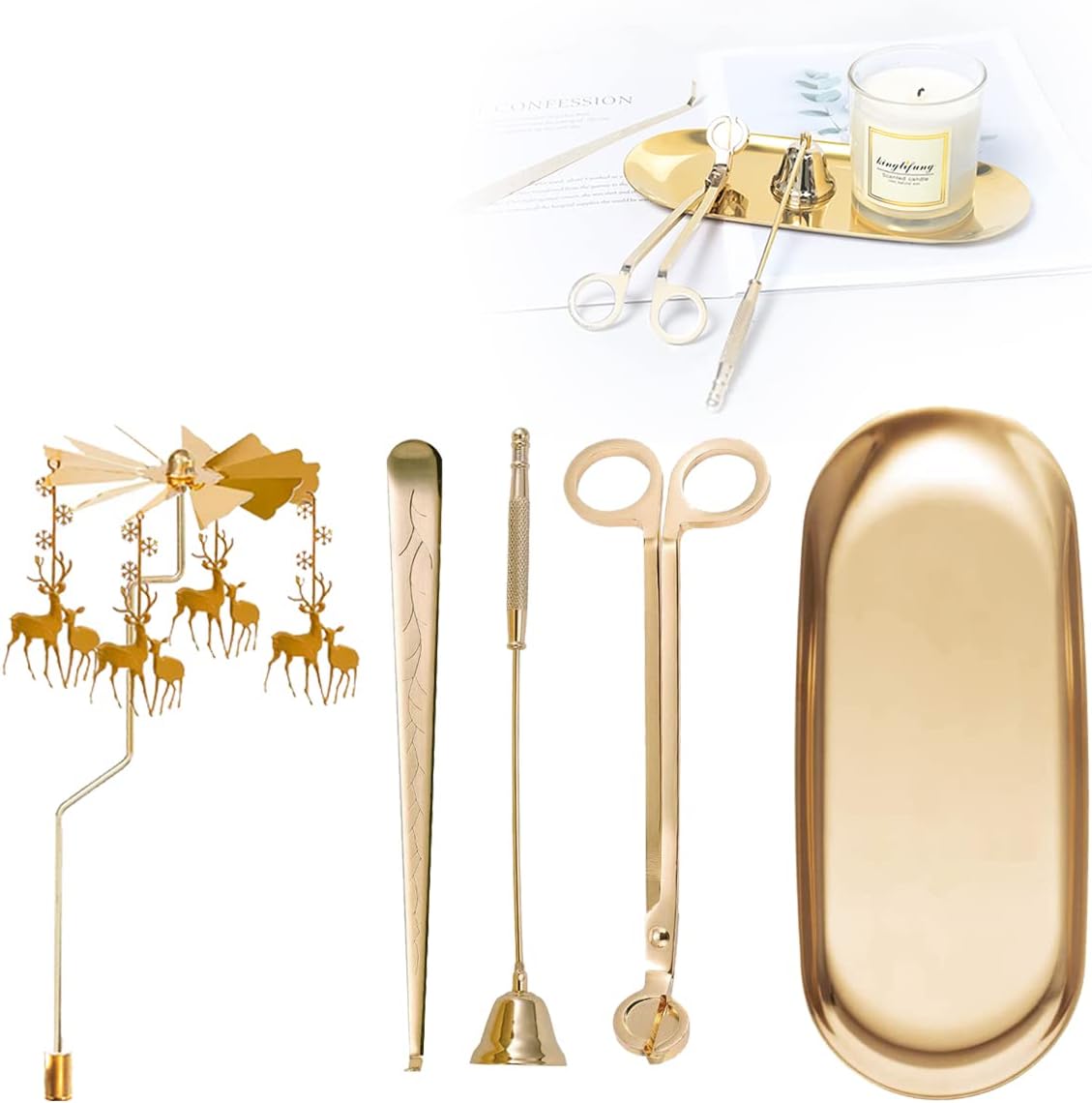 UCINNOVATE 5 in 1 Candle Accessories Set with Deer Design