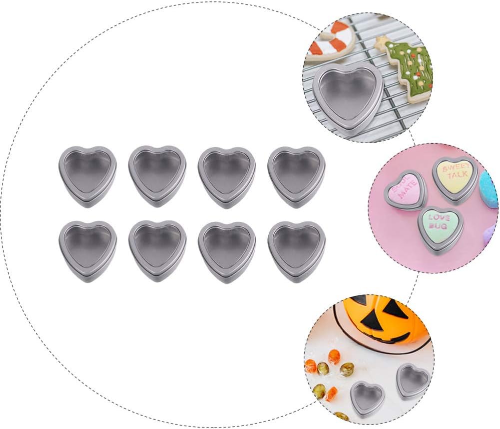 8 Pack Heart Shaped Metal Tins Box With Lids