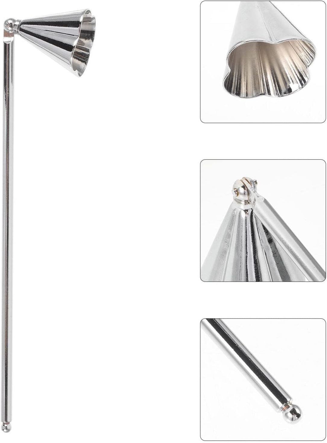 EXCEART Silver Candle Snuffer with Handle