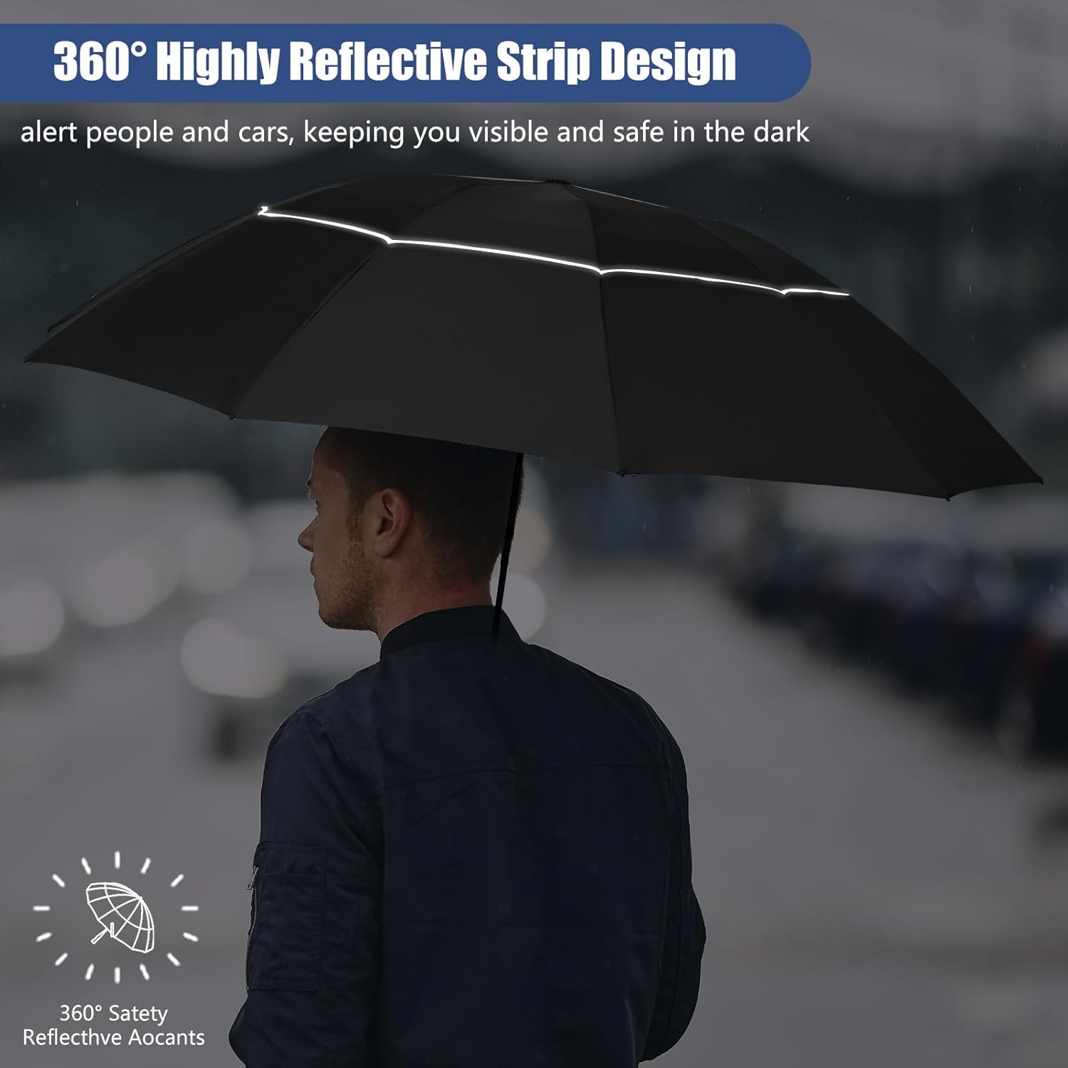 Fulynmen 62 Inch Windproof Travel Umbrella with Auto Open Close