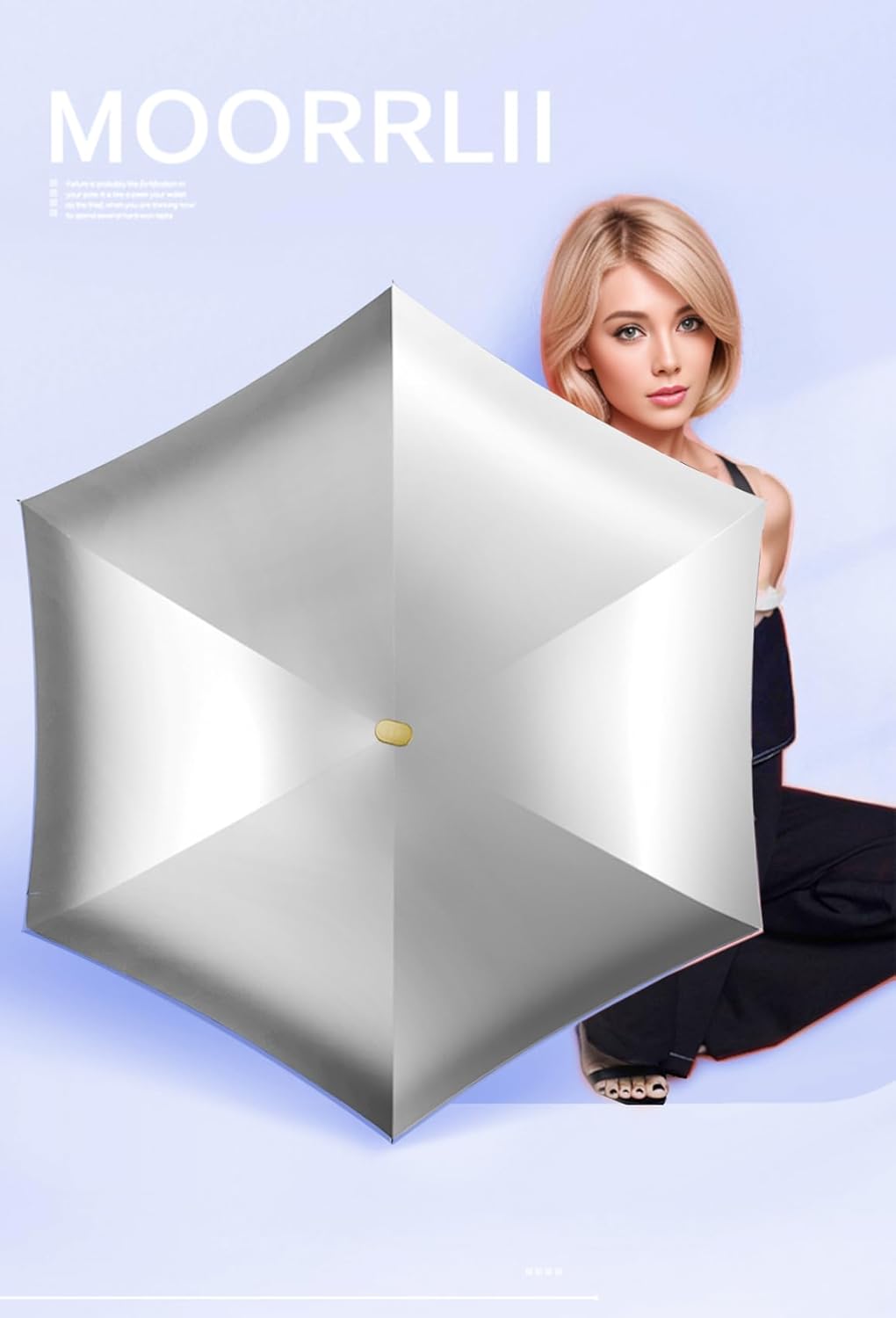 Moorrlii Mini Travel Folding Umbrella - UPF 50 UV Protection