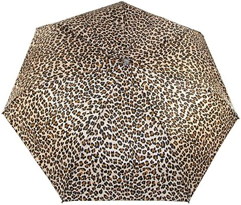 Totes Automatic Foldable Water-Resistant Umbrella with Sun Protection Leopard Spot