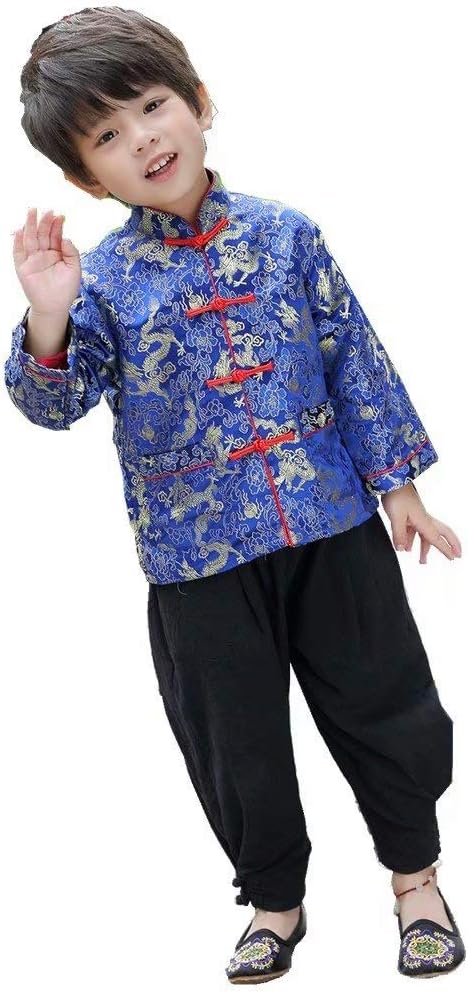 Little Boys Dragon Tang Coat Long Sleeve for Festival