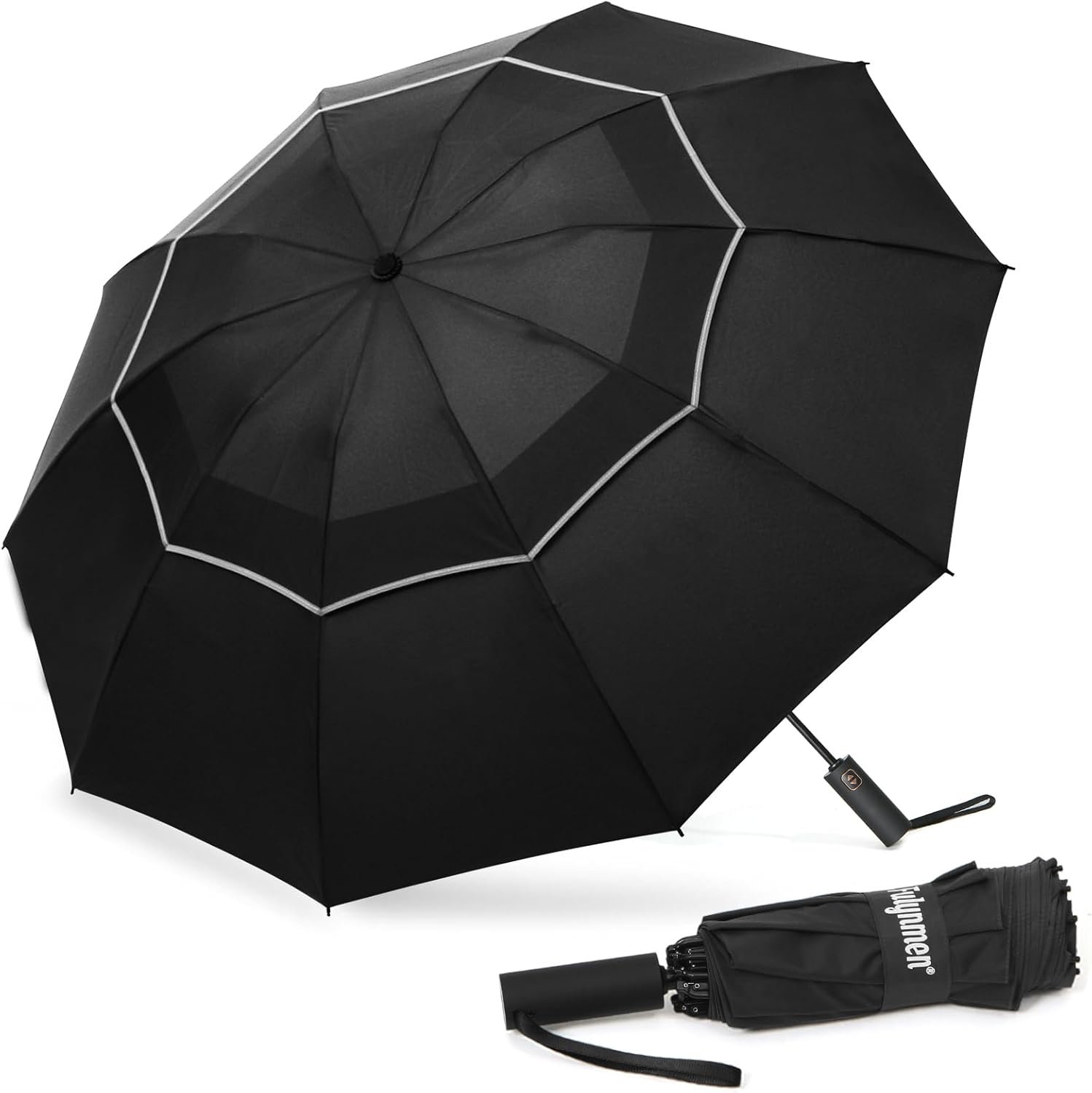 Fulynmen 62 Inch Windproof Travel Umbrella with Auto Open Close
