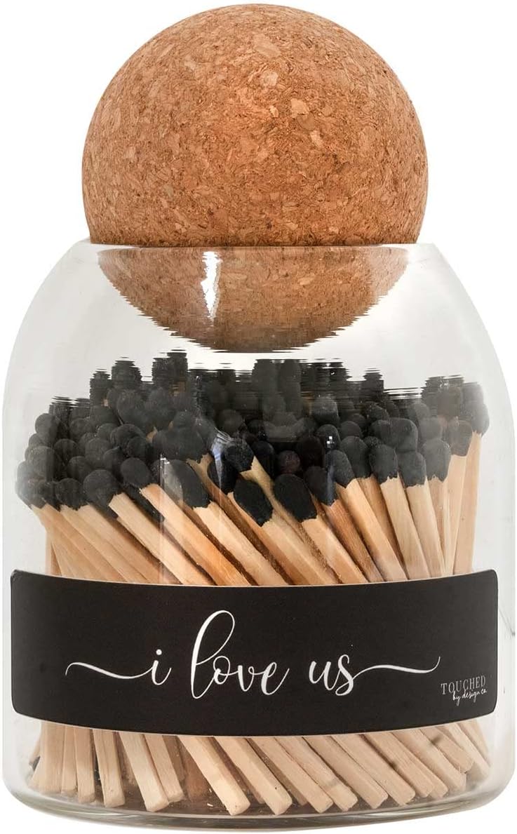 Cute Glass Match Jar Cloche with 135 Matches