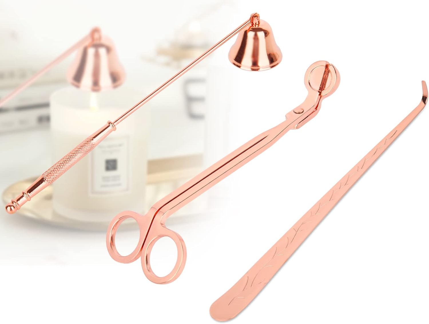 3PCS Rose Gold Candle Snuffer and Trimmer Set