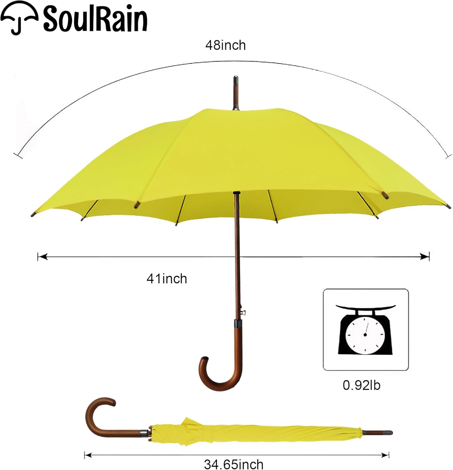 SoulRain 48 Arc Classic Wood Handle Umbrella
