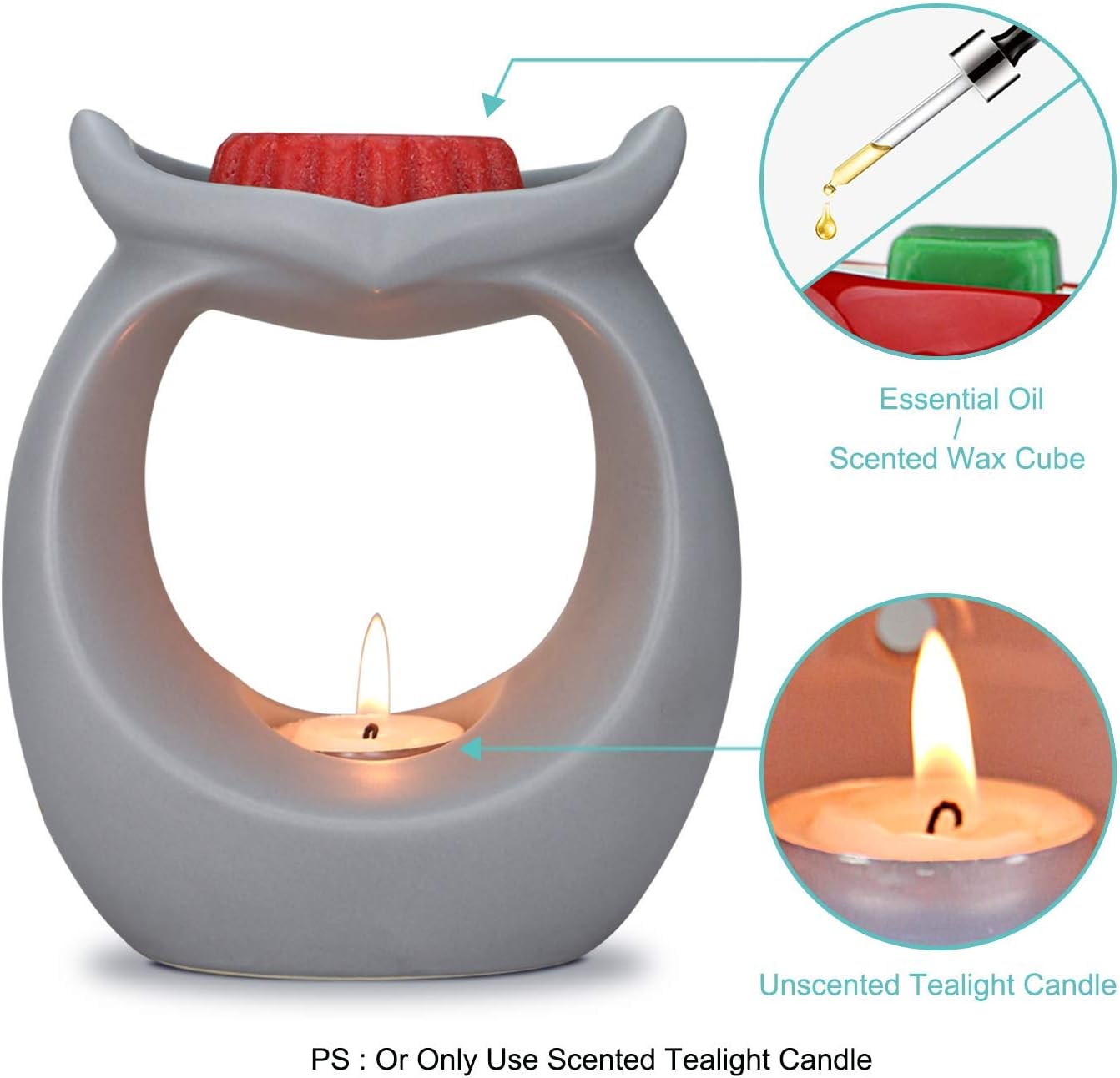 STAR MOON Owl Tealight Wax Warmer with Aromatherapy