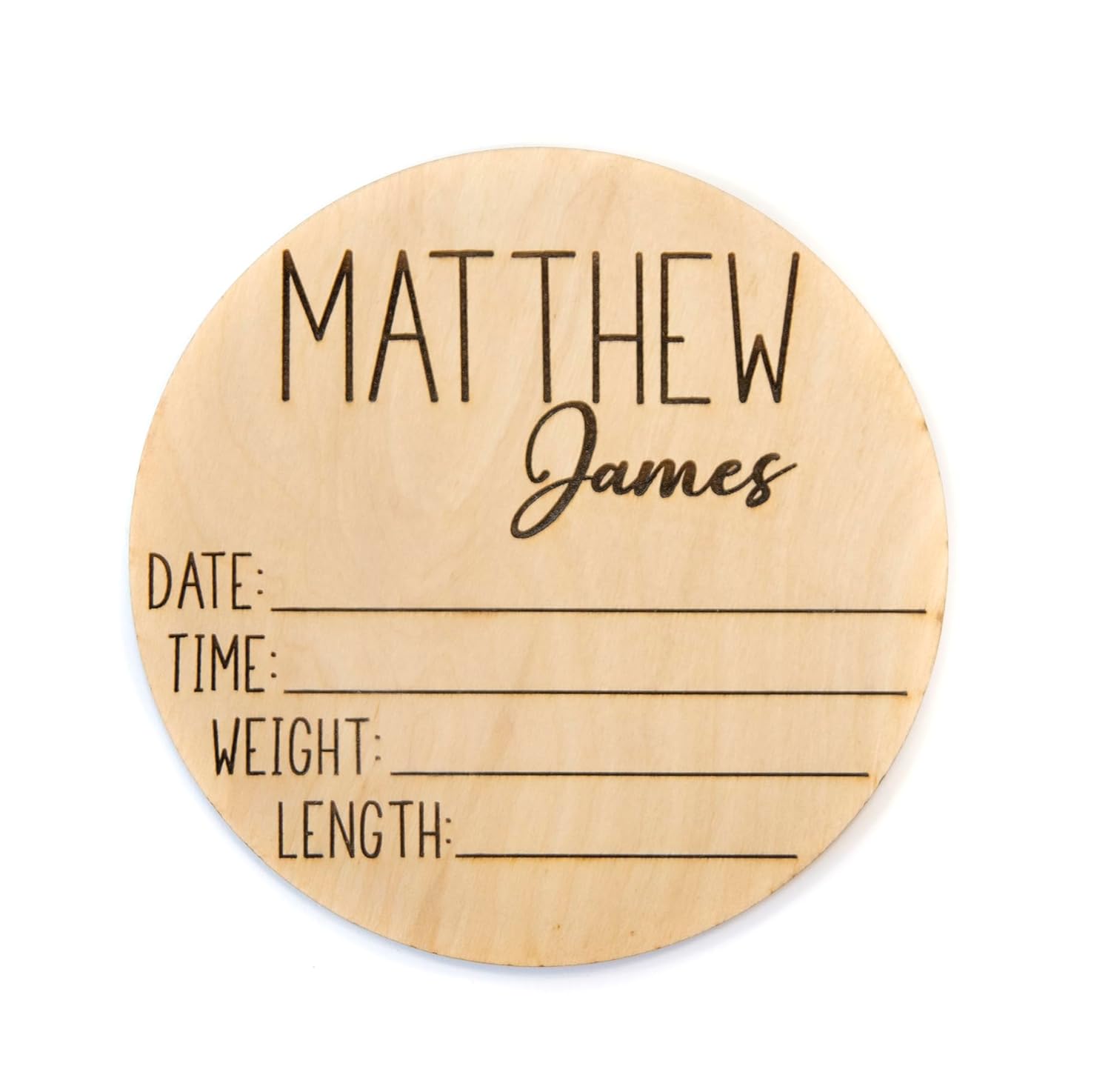 Personalized Wooden Baby Announcement Sign - 4 5 6 Diameter