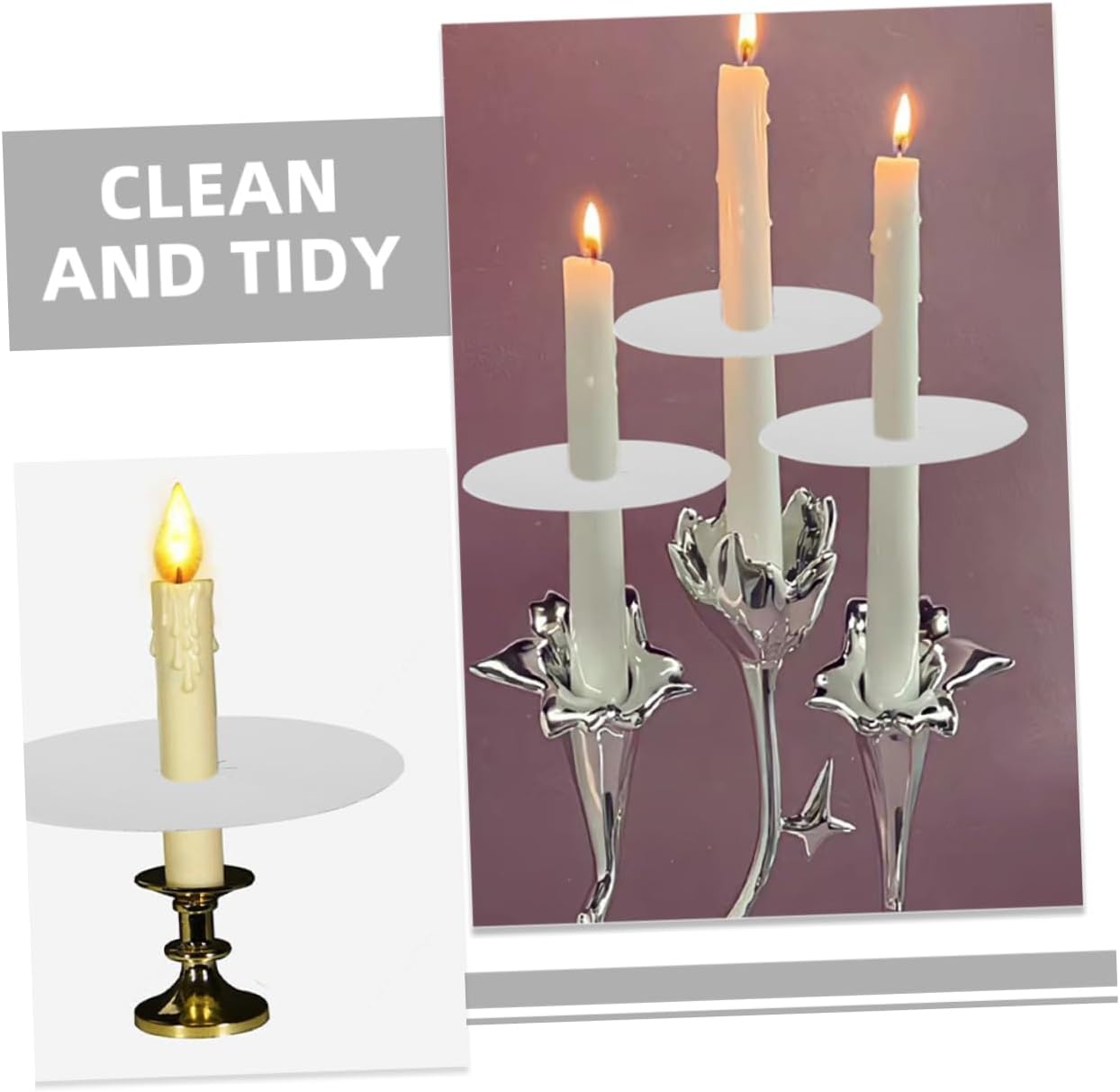 60pcs Aluminized Paper Candle Drip Catcher Holders for Candlesticks