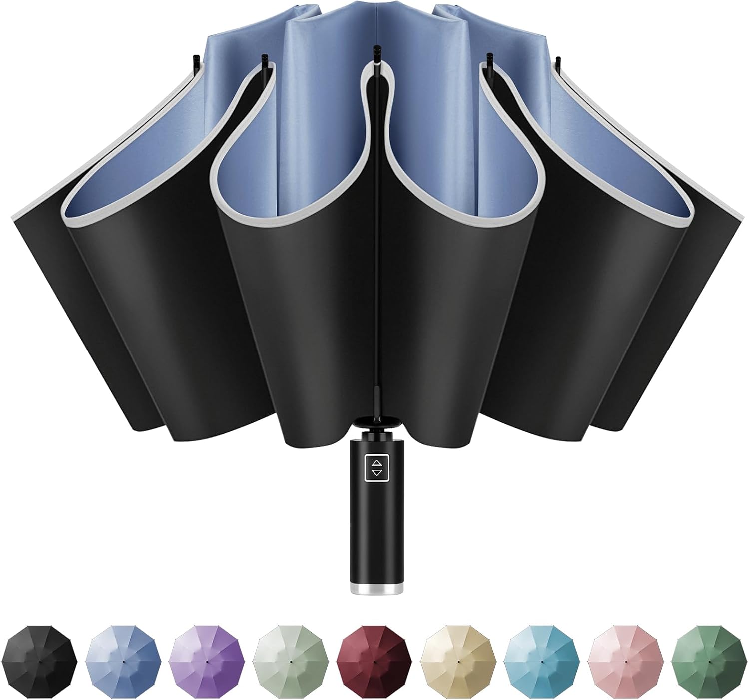 Yoobure Inverted Travel Umbrella 464 Windproof Lightweight Folding with UV Protection