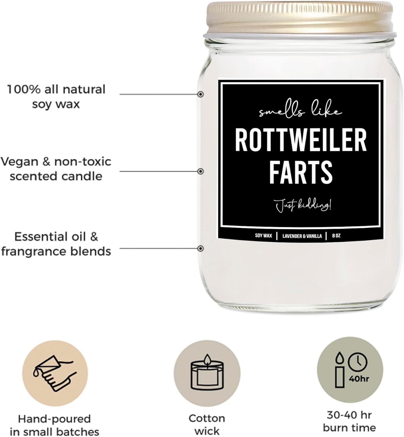 You Nique Designs Lavender Vanilla Soy Candle for Rottweiler Lovers