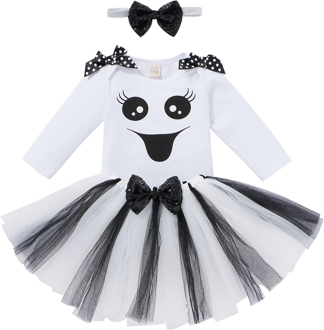 IDOPIP Baby Halloween Costume Set with Tutu Skirt and Headband