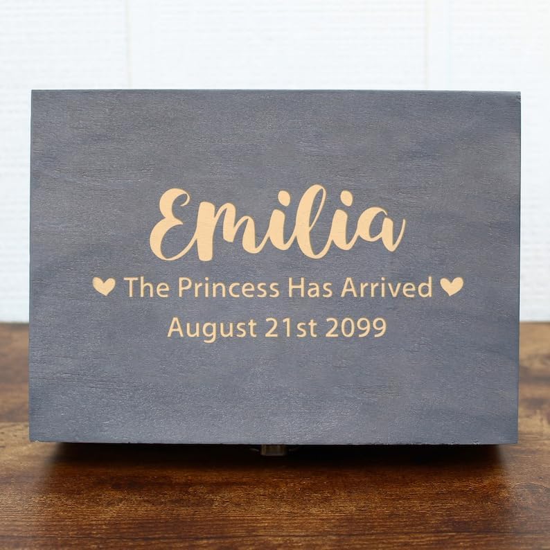 Personalized Baby Keepsake Box Custom Engraved Wooden Memory Gift Box