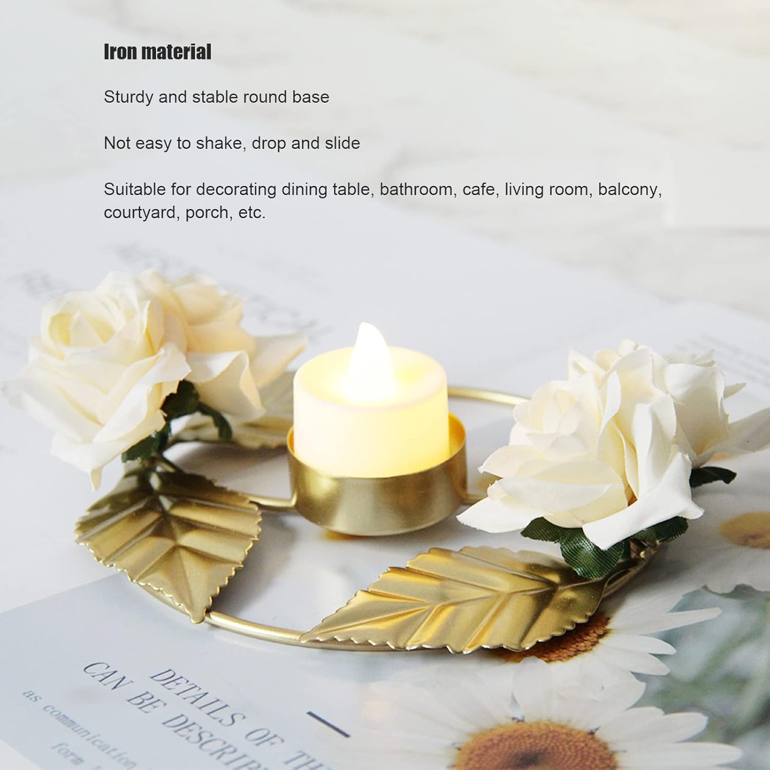 TITA-DONG Iron Golden Rose Candle Holder