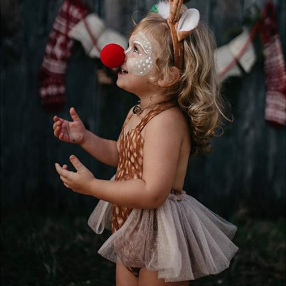 Newborn Baby Girl Christmas Costume With Reindeer Hairband