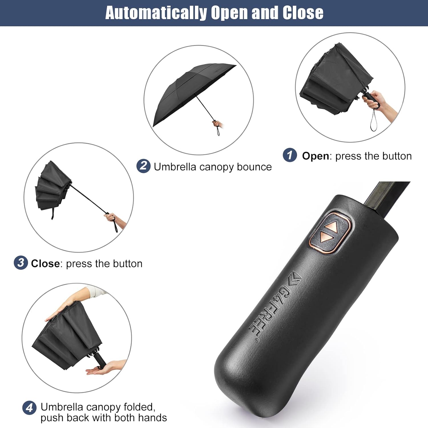 G4Free 46 Inch Windproof Travel Umbrella with Auto Open Close