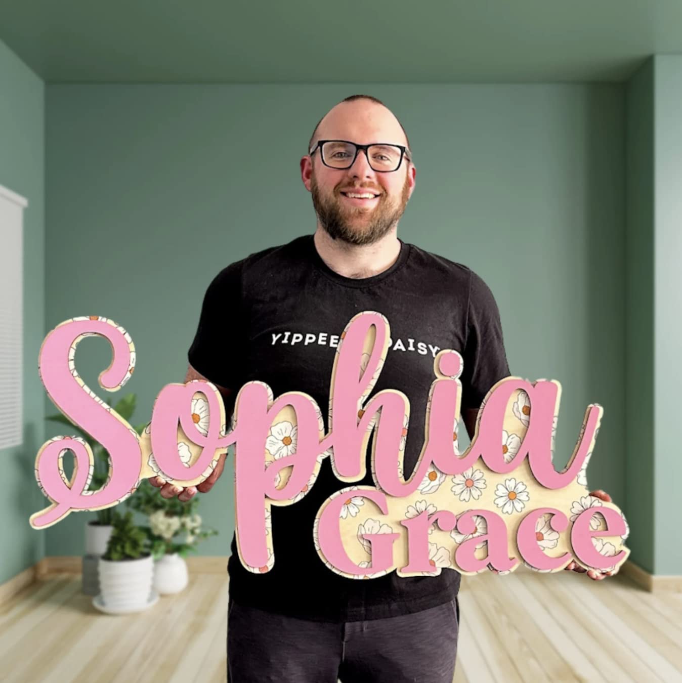 Yippee Daisy Large Wooden Name Sign