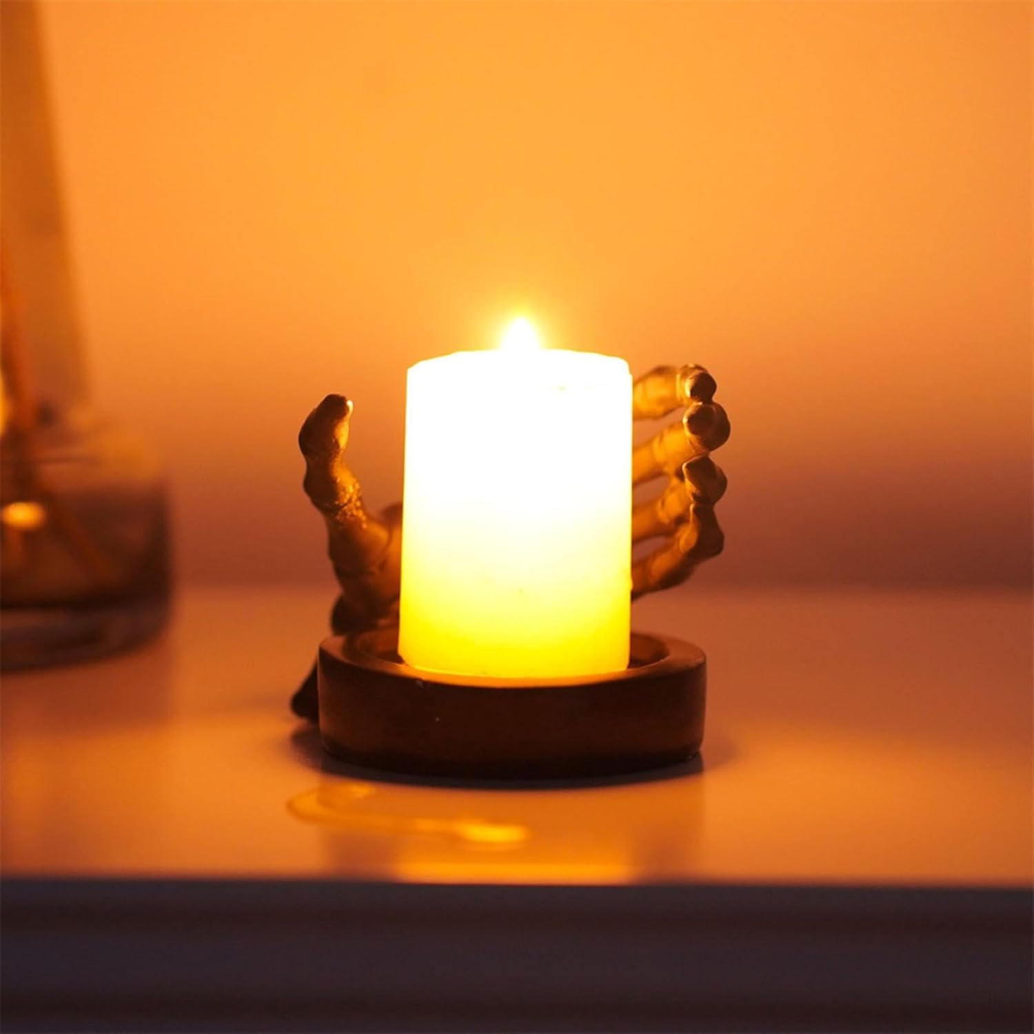 Halloween Resin Skeleton Candle Holder Gothic Decor 1