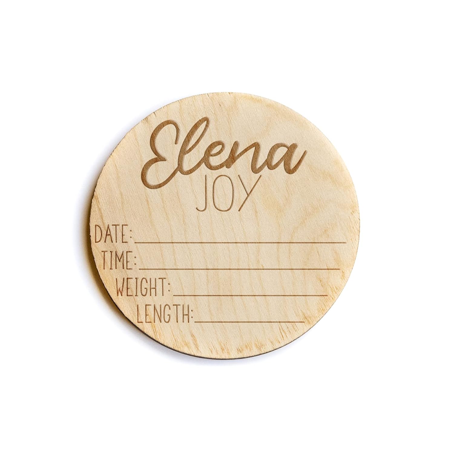Newborn Announcement Sign - Wooden Circle Baby Girl