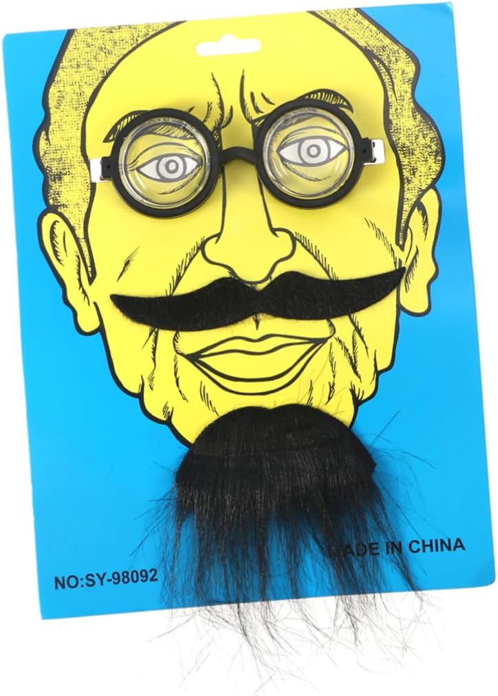 Three Piece Halloween Costume Fake Eyeglasses Beard Goatee Props