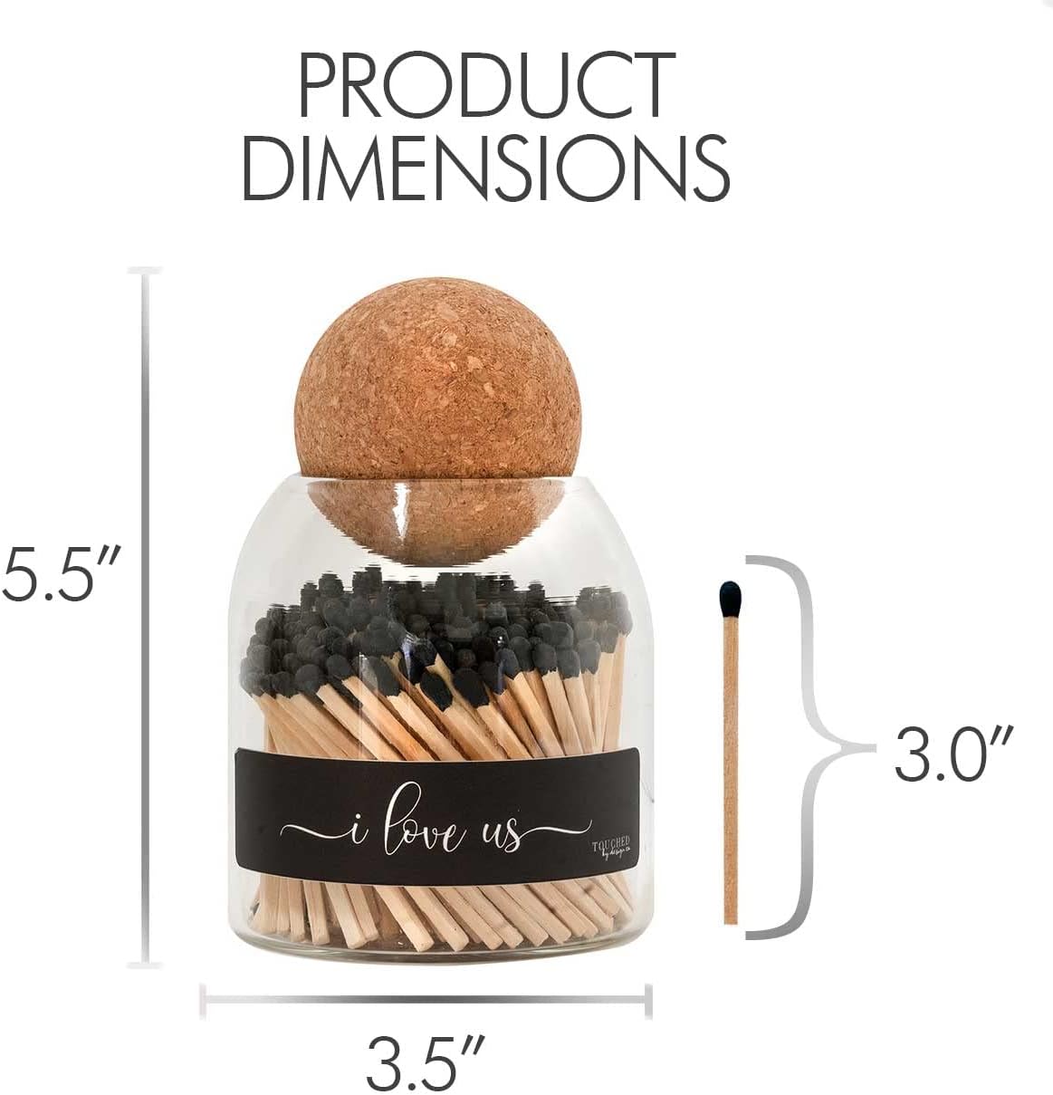 Cute Glass Match Jar Cloche with 135 Matches