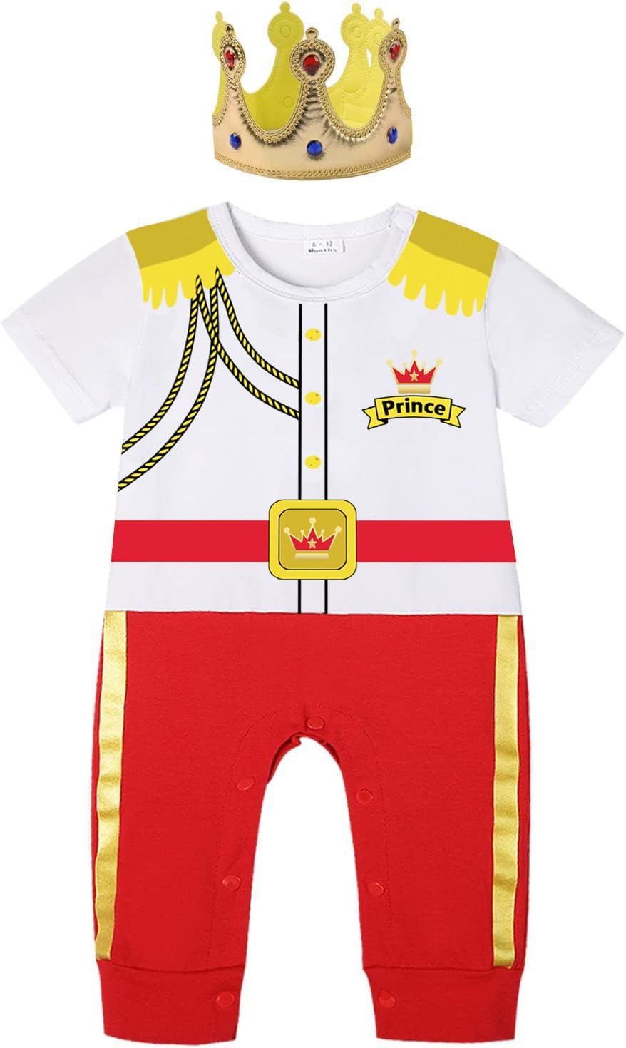 Baby Prince Costume Jumpsuit with Gold Crown