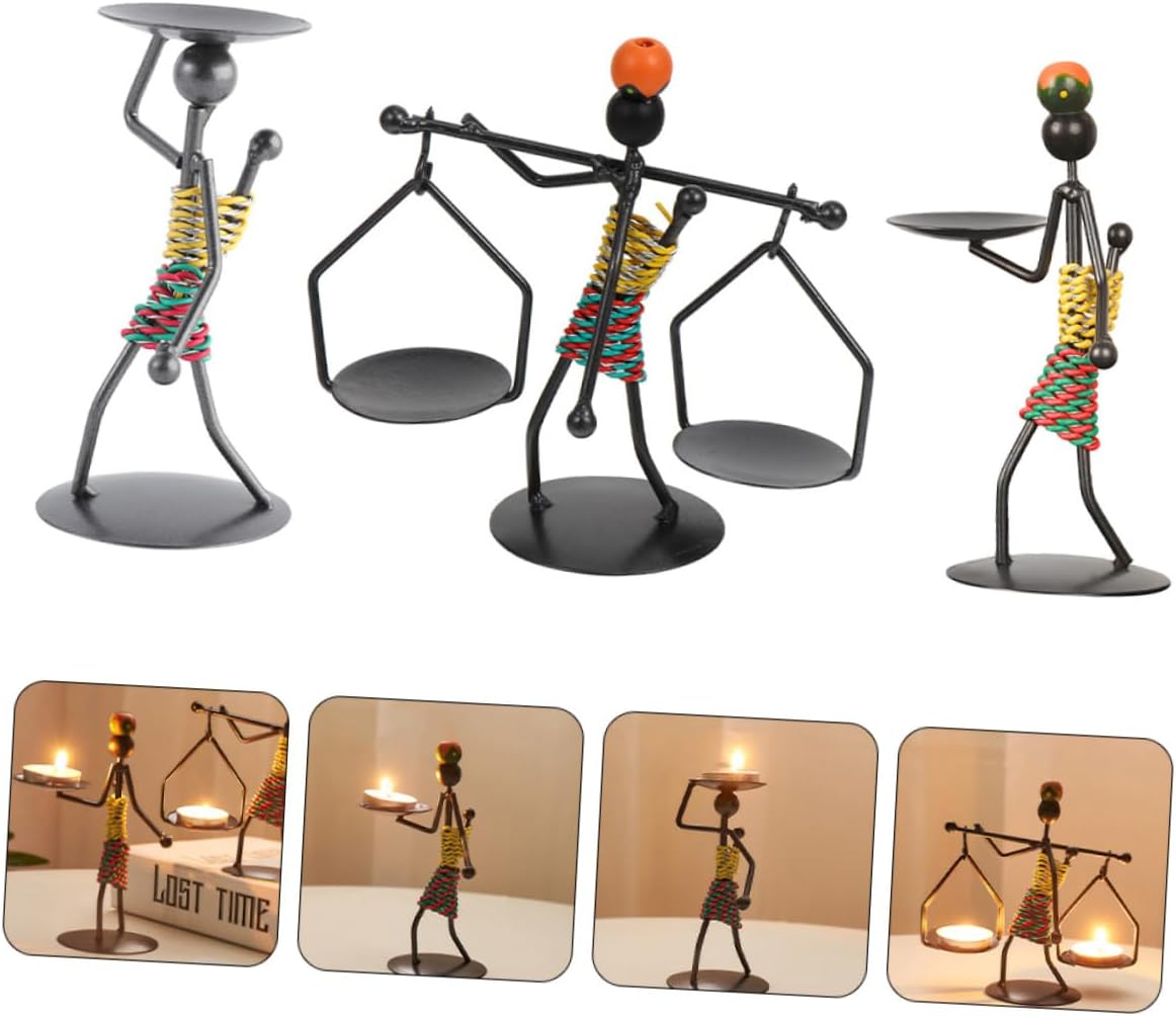 PRETYZOOM 3-Pack Gothic Candlestick Retro Decor