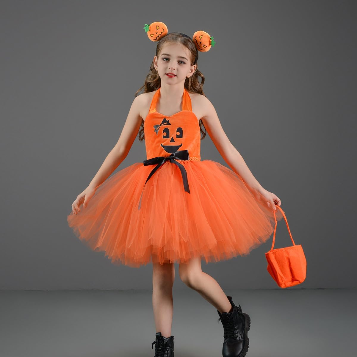 FYMNSI Kids Pumpkin Tutu Dress 3PCS Halloween Costume
