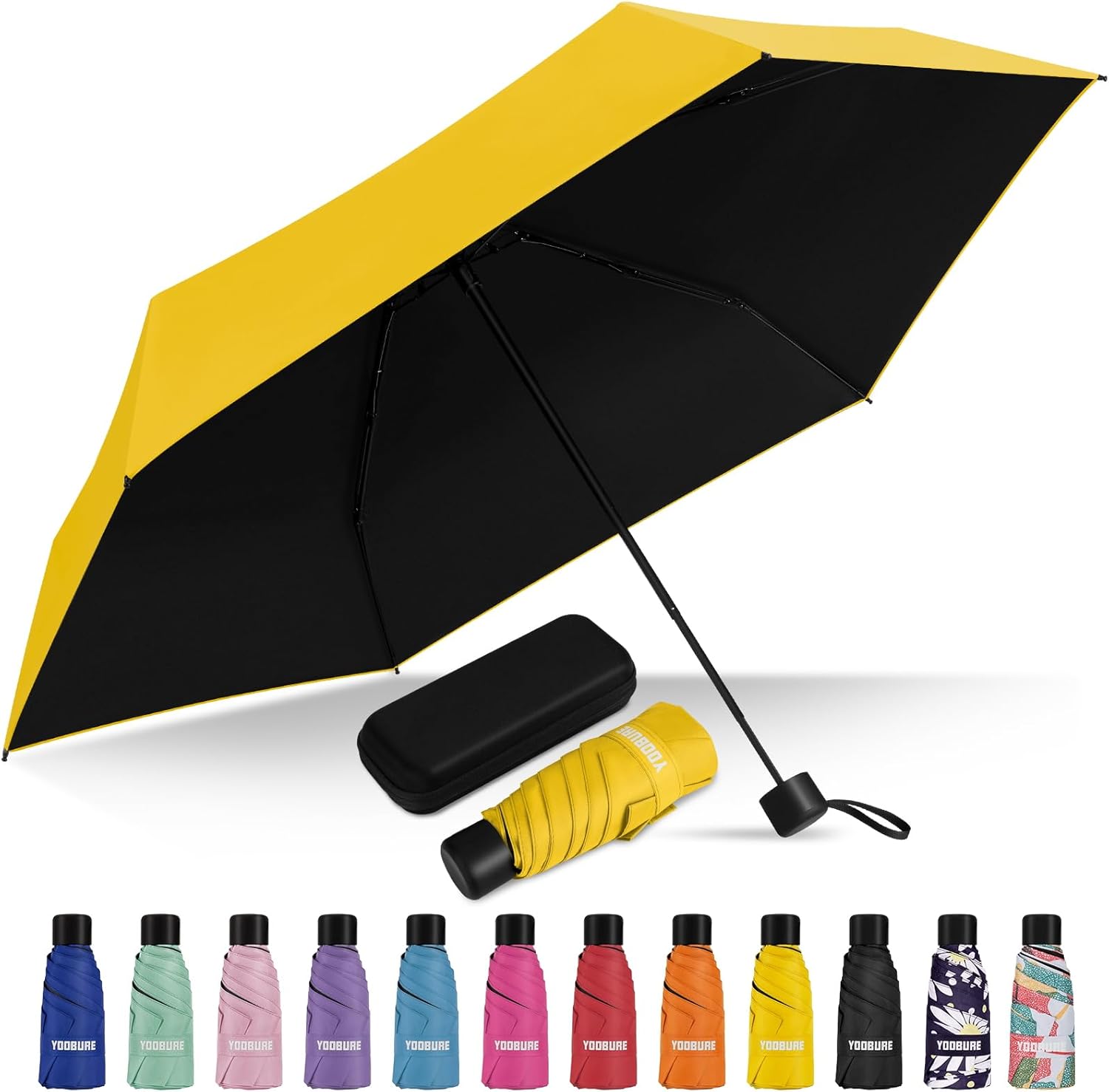 Yoobure Compact Travel Umbrella with Waterproof Case