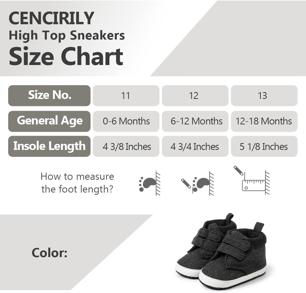 CENCIRILY Soft Soles High Top Sneakers for Baby Boys Girls