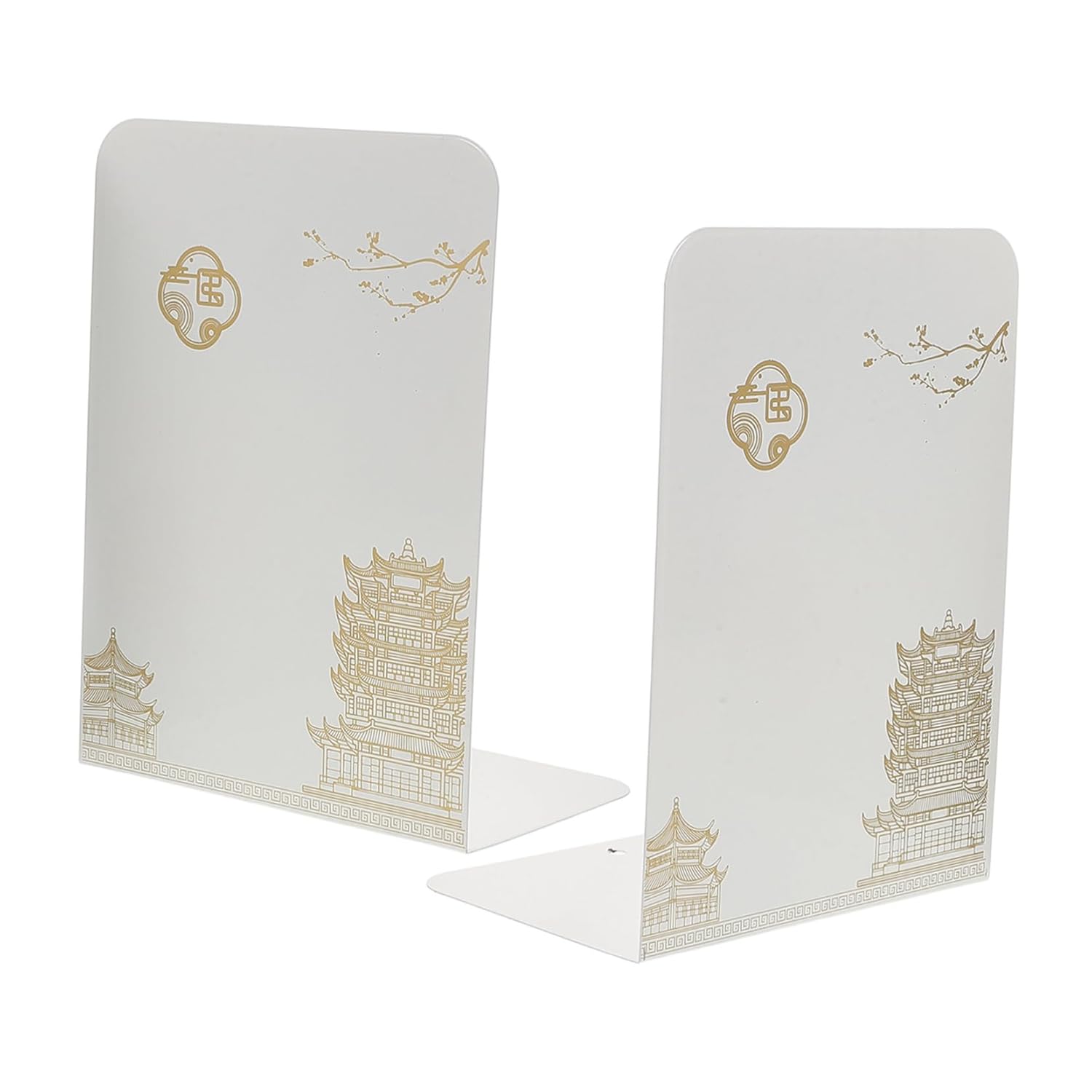 SHOWERORO 2pcs Metal Bookends for Heavy Books and Desk Organization