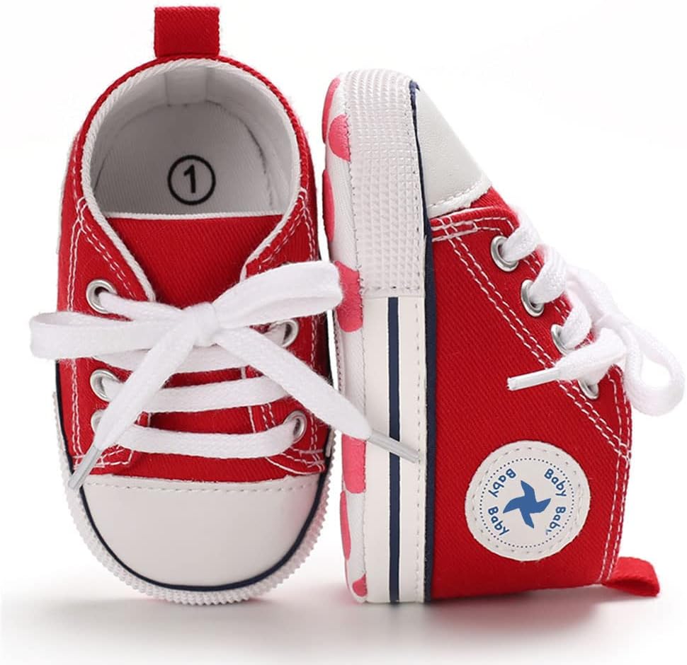 Sekantrol Infant High Top Soft Sole Canvas Sneakers for Baby Girls Boys