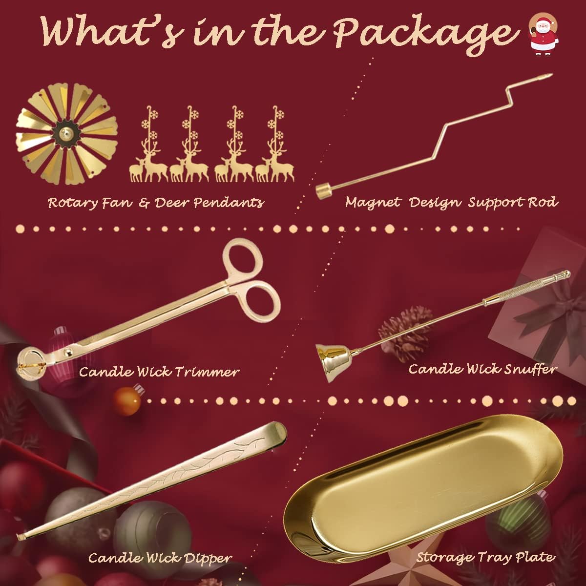 UCINNOVATE 5 in 1 Candle Accessories Set with Deer Design