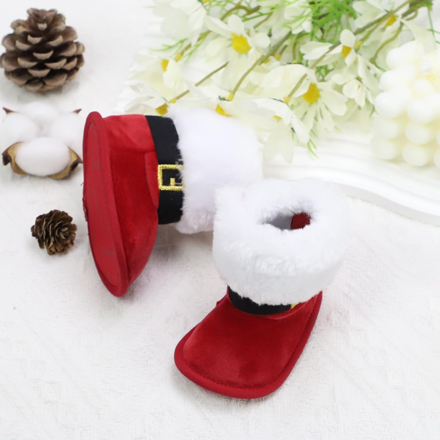 Cute Xmas Boots for Baby Boys Girls Winter Warm Plus Fleece Slippers