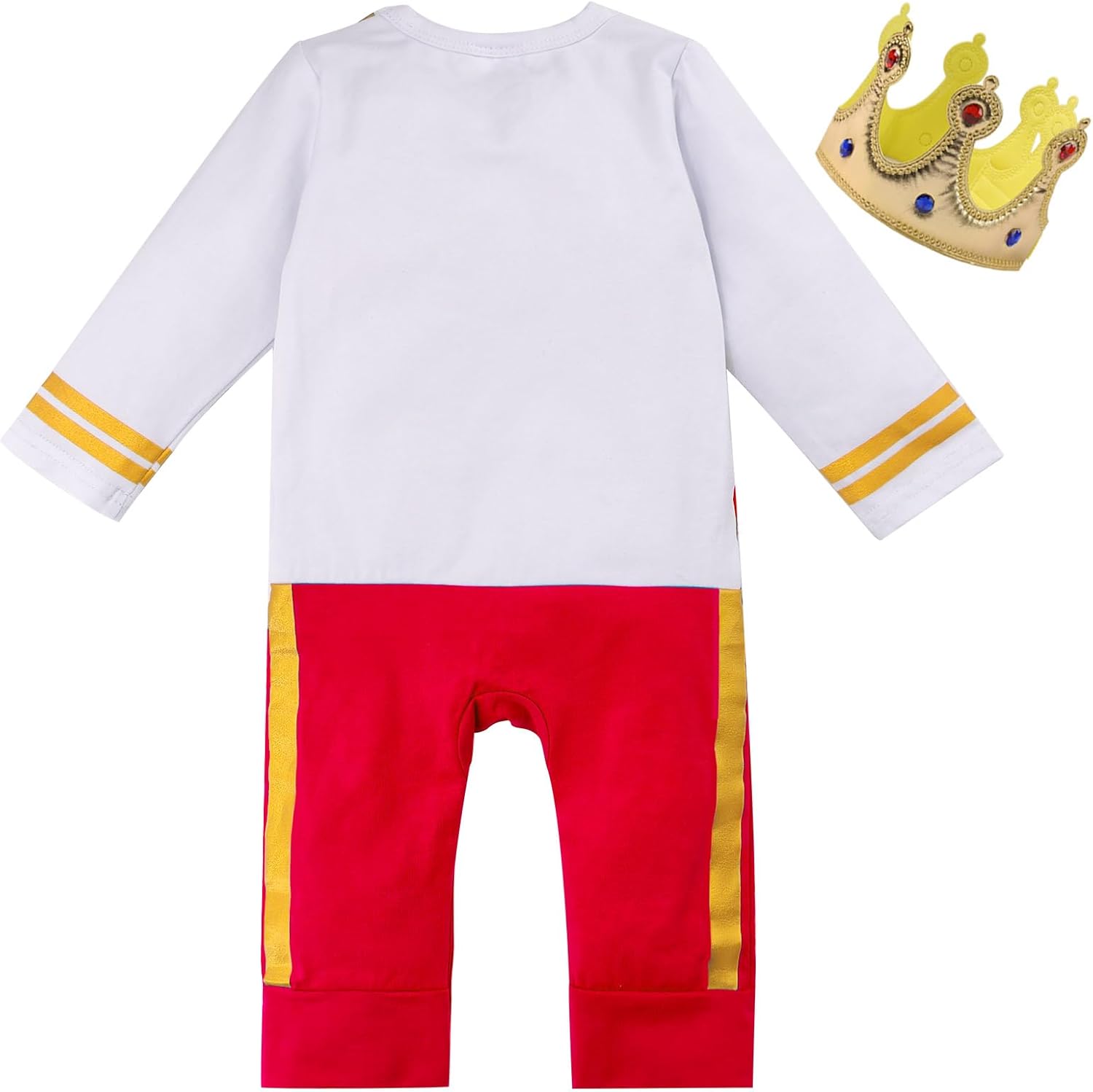 Xuomuen Baby Prince Costume Jumpsuit with Gold Crown