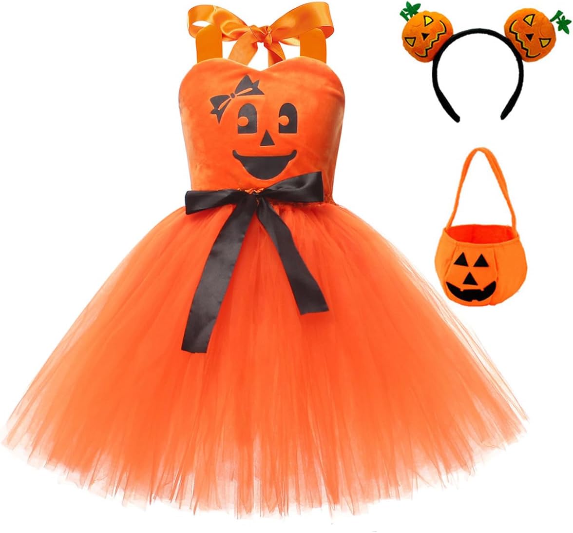 FYMNSI Kids Pumpkin Tutu Dress 3PCS Halloween Costume