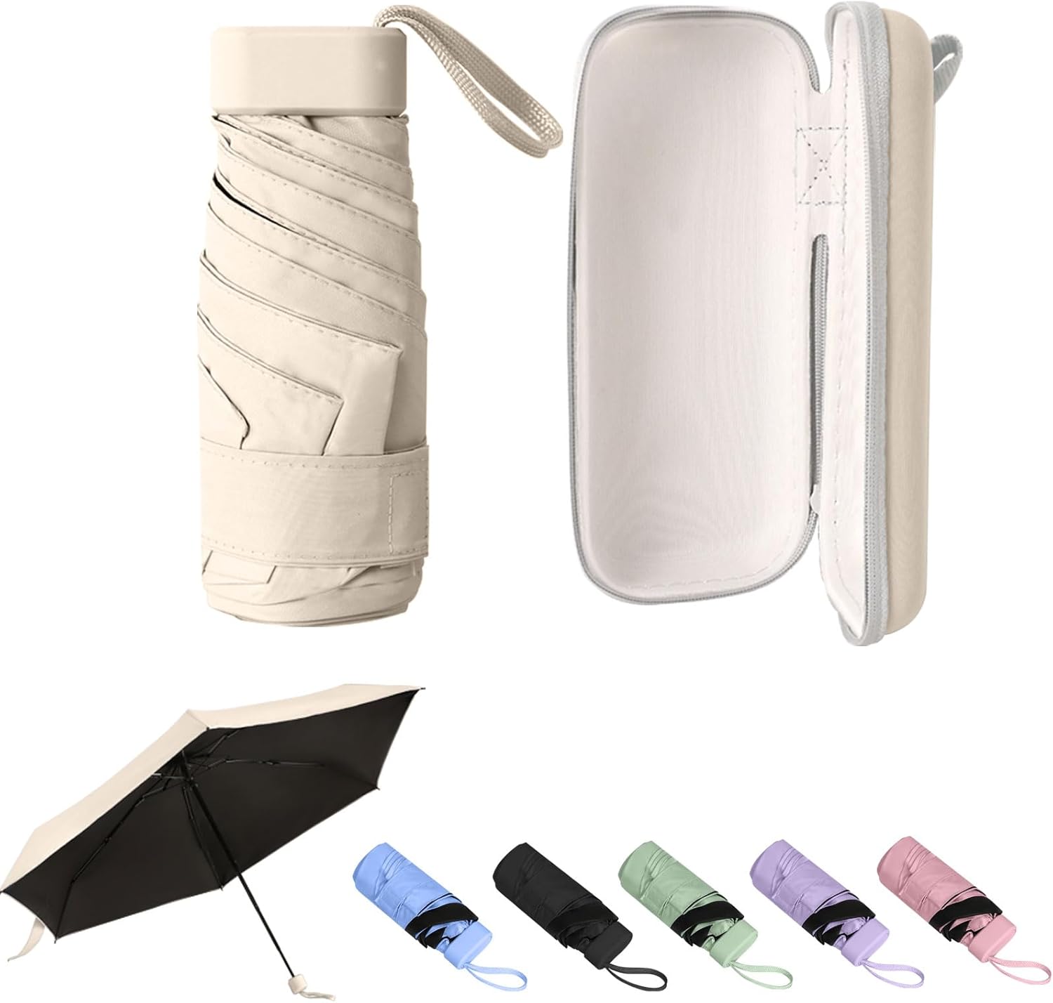 GUARAY Mini Umbrella with Case Portable UV Protection for Travel