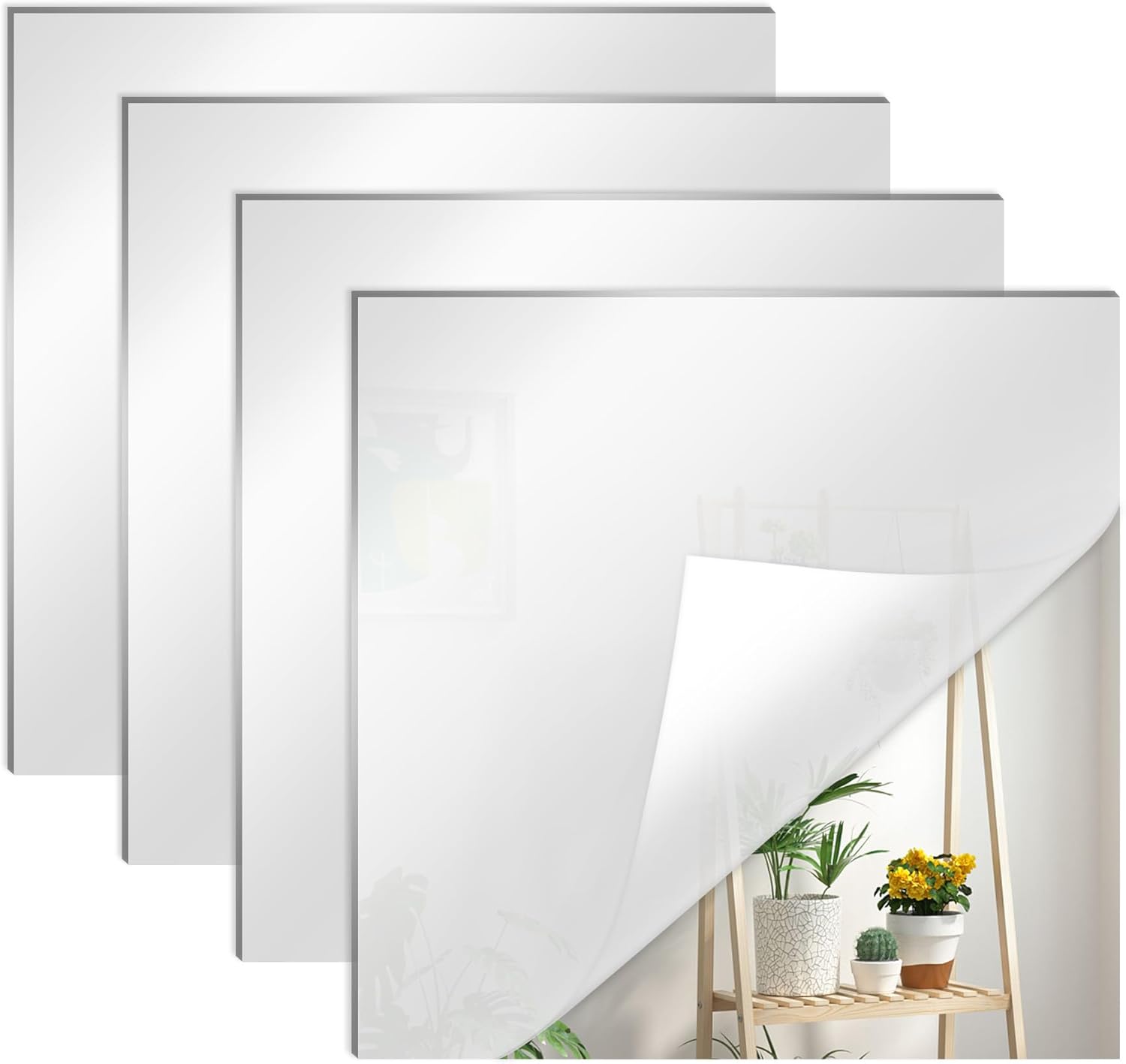 Quacc 4PCS 8x8 Inch Frameless Acrylic Mirrors