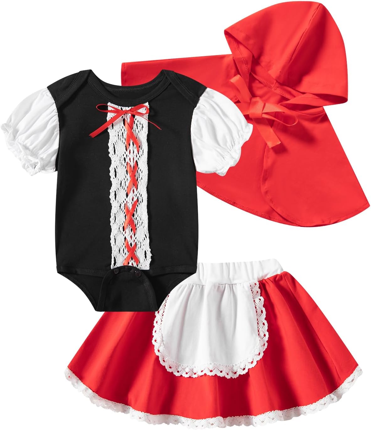 WENSIVIA Baby Girl Halloween Red Riding Hood Costume Set