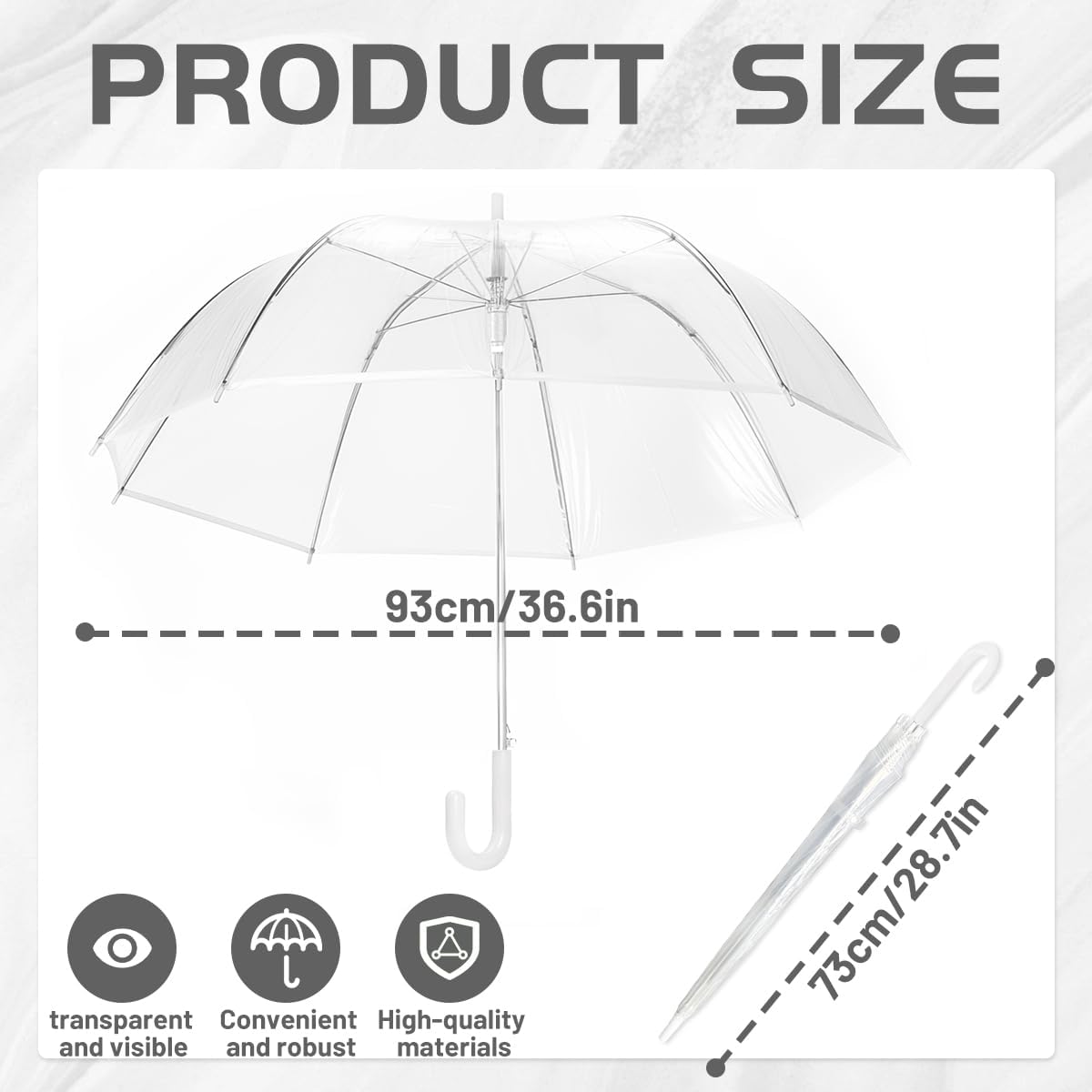 10 Pcs Clear Wedding Umbrellas Transparent Windproof Umbrellas for Outdoor Events