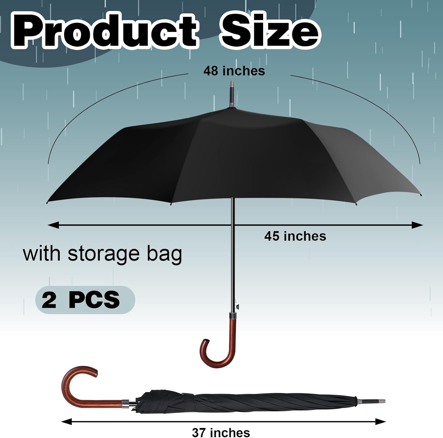 Silkfly 2 Pcs 48 Inch Auto Open Stick Umbrella