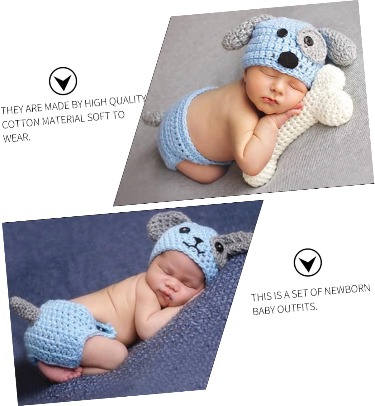 PACKOVE Infant Knitted Costume Set for Newborn and Puppy Modeling 1