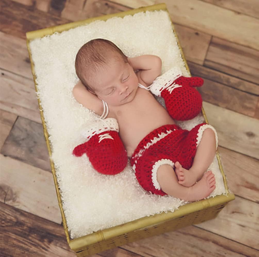 Vomdrok Newborn Boy Crochet Gloves Pants Set