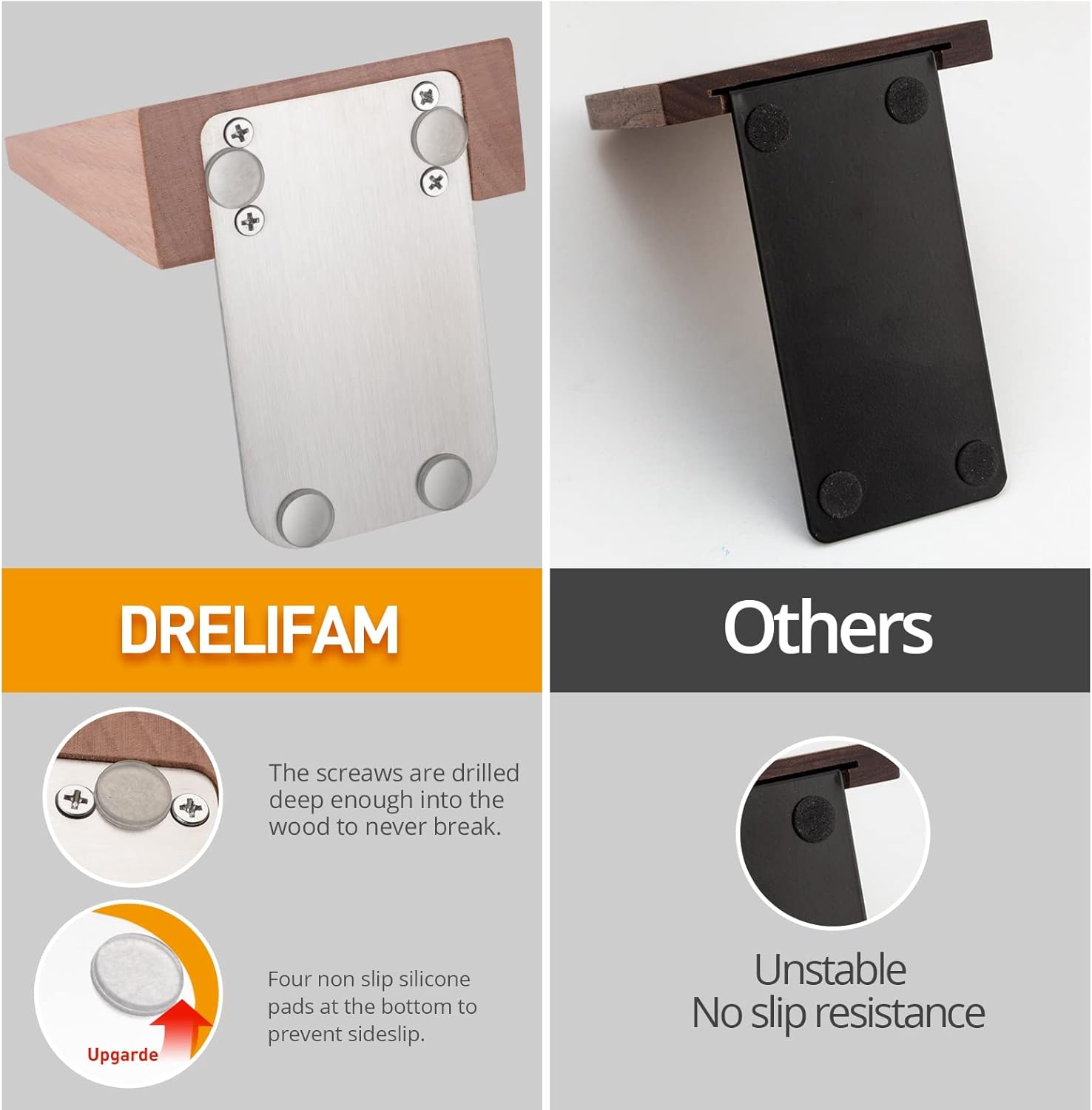 DRELIFAM Heavy Duty Wooden Bookends for Shelves