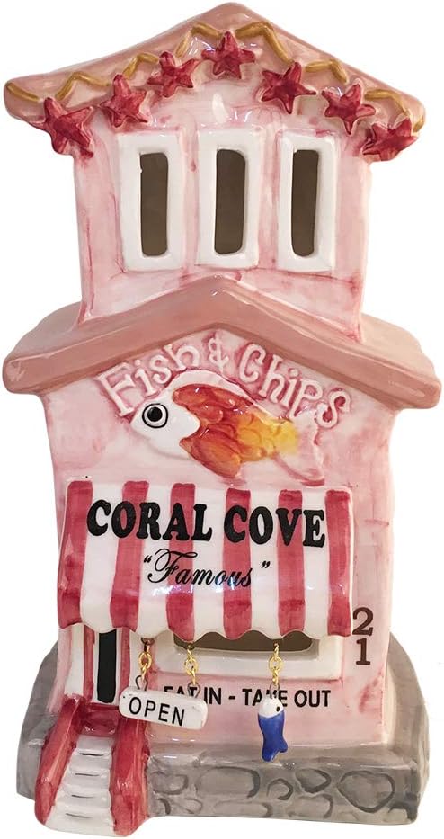 Blue Sky Ceramics Fish Chips Candle Jar Multi